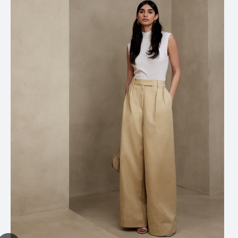 NWOT Banana Republic Beige Wide-Leg Trousers